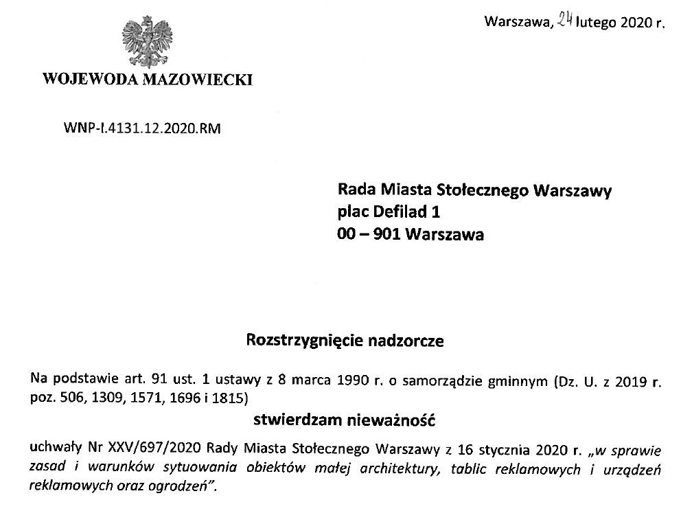Uchwała krajobrazowa w Warszawie została unieważniona